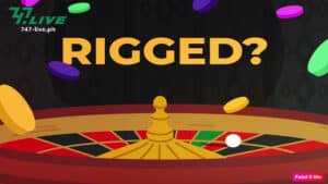 Ang larawan ay may graphic na roulette at may text na "rigged"